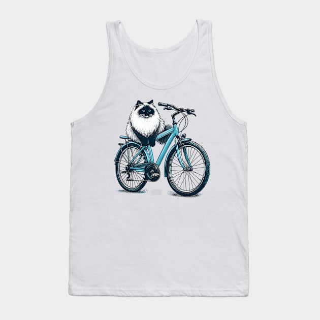 Ragdoll Cat On A Bicycle Tank Top by Graceful Designs